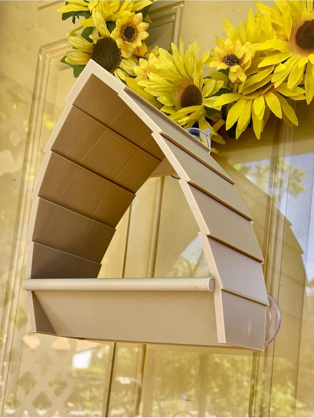 Neutral Beige Curved Wall Display Shelf - Suction Mount